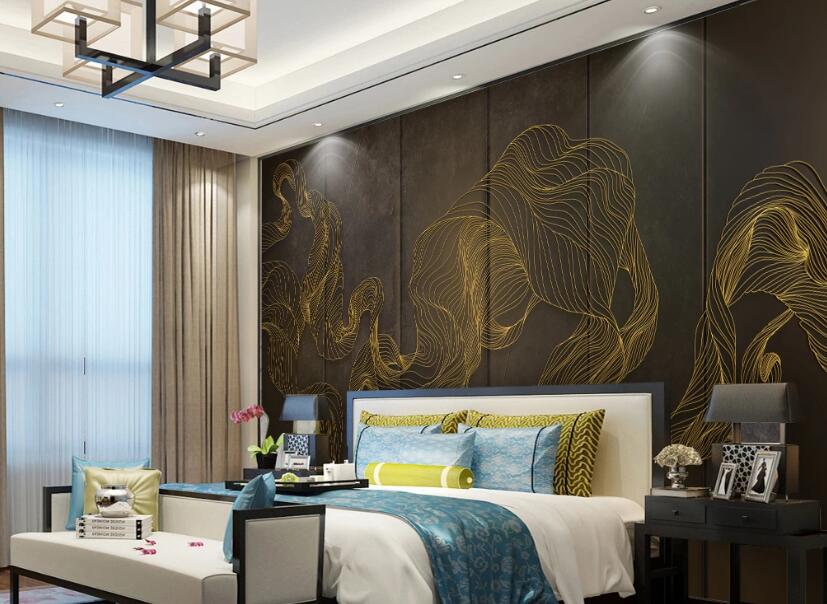 3D Gold Wire Arc 240 Wall Murals