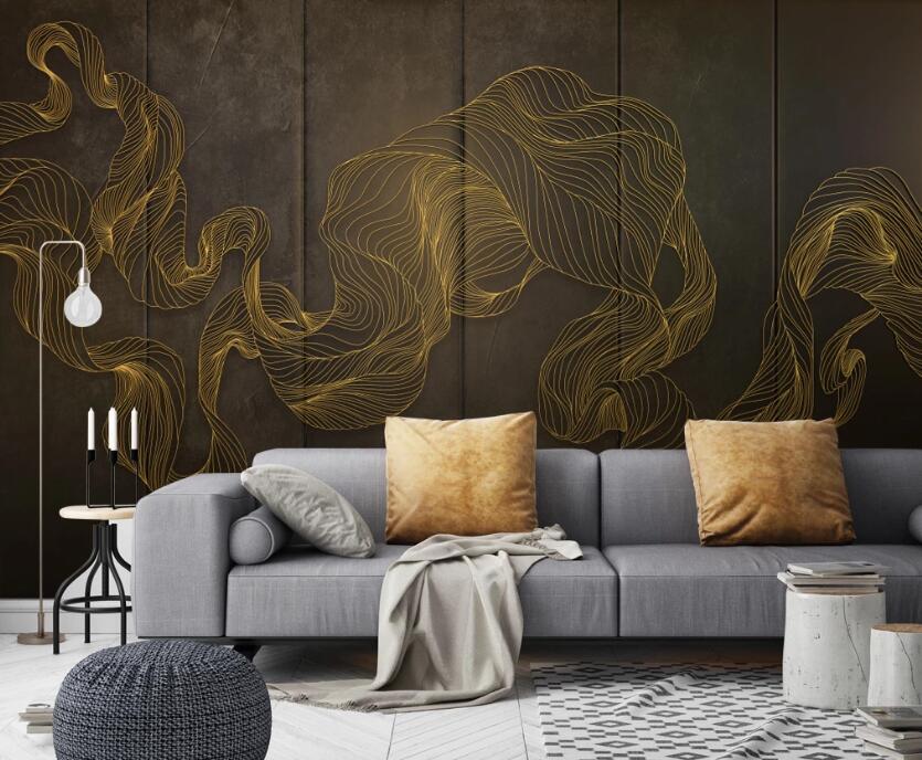 3D Gold Wire Arc 240 Wall Murals