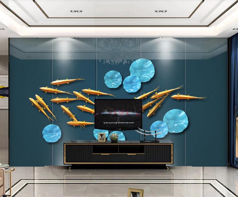 3D Goldfish Lotus Leaf 236 Wall Murals