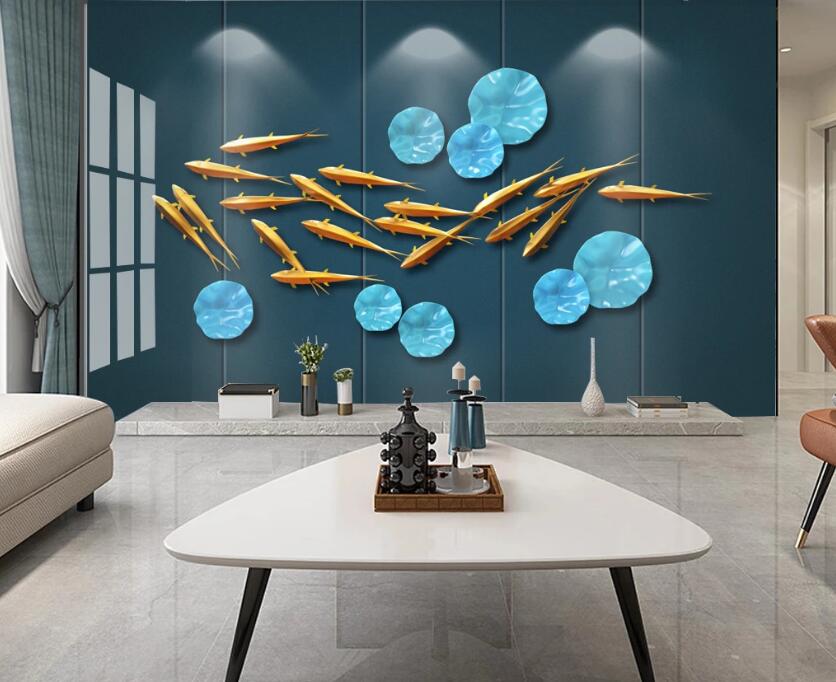 3D Goldfish Lotus Leaf 236 Wall Murals