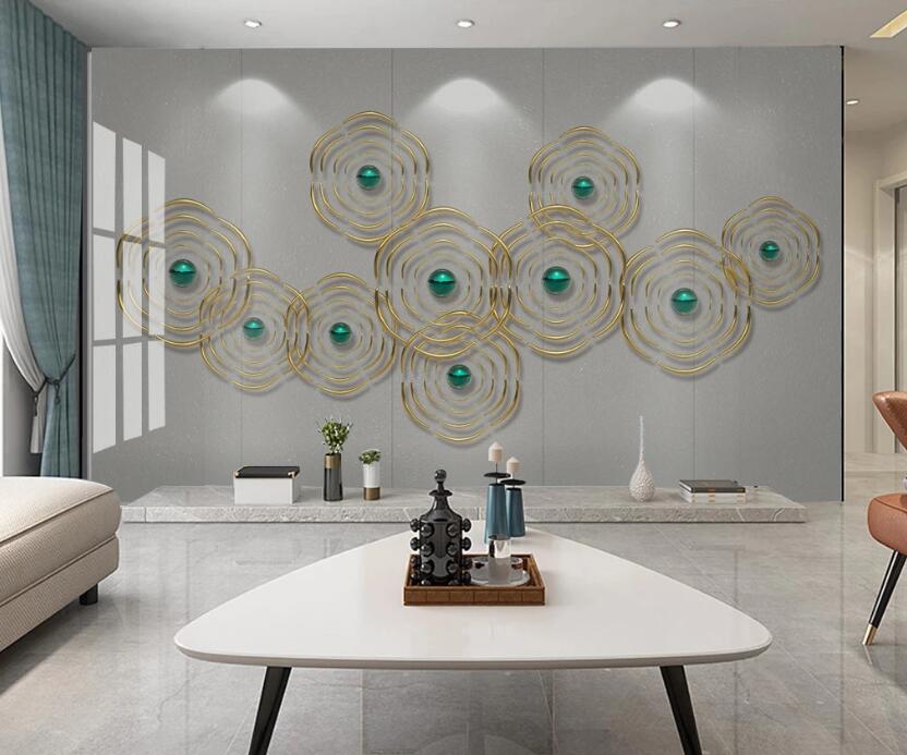 3D Dark Green Round Core 228 Wall Murals