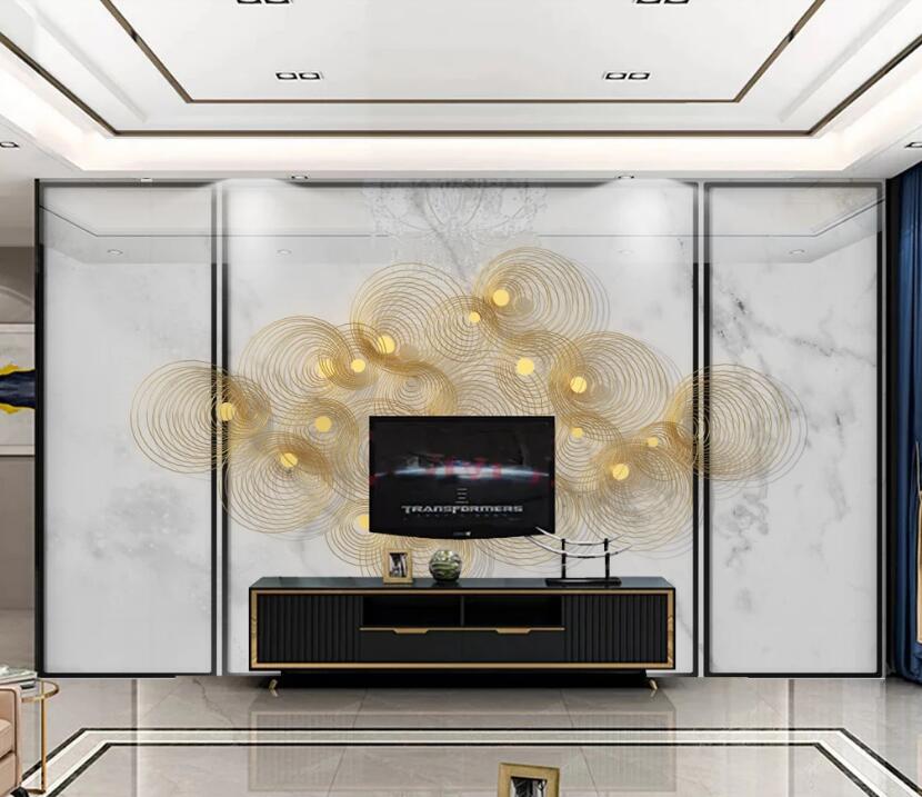 3D Gold Wire Round 224 Wall Murals