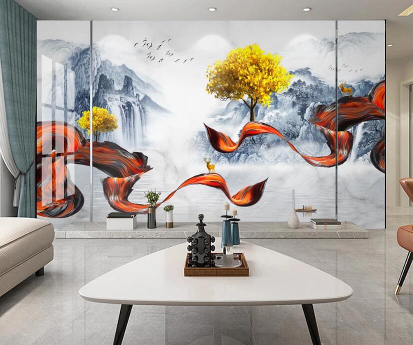 3D Ribbon Trees 220 Wall Murals