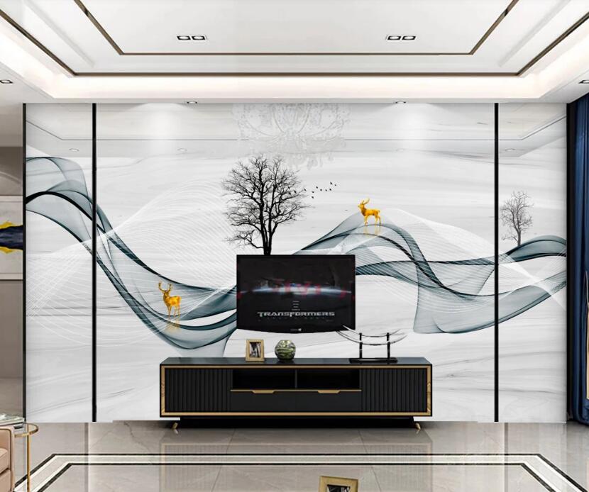 3D Ink Ribbon Trees 219 Wall Murals