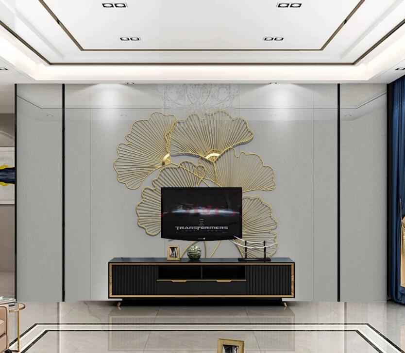 3D Gold Thread Fan 210 Wall Murals