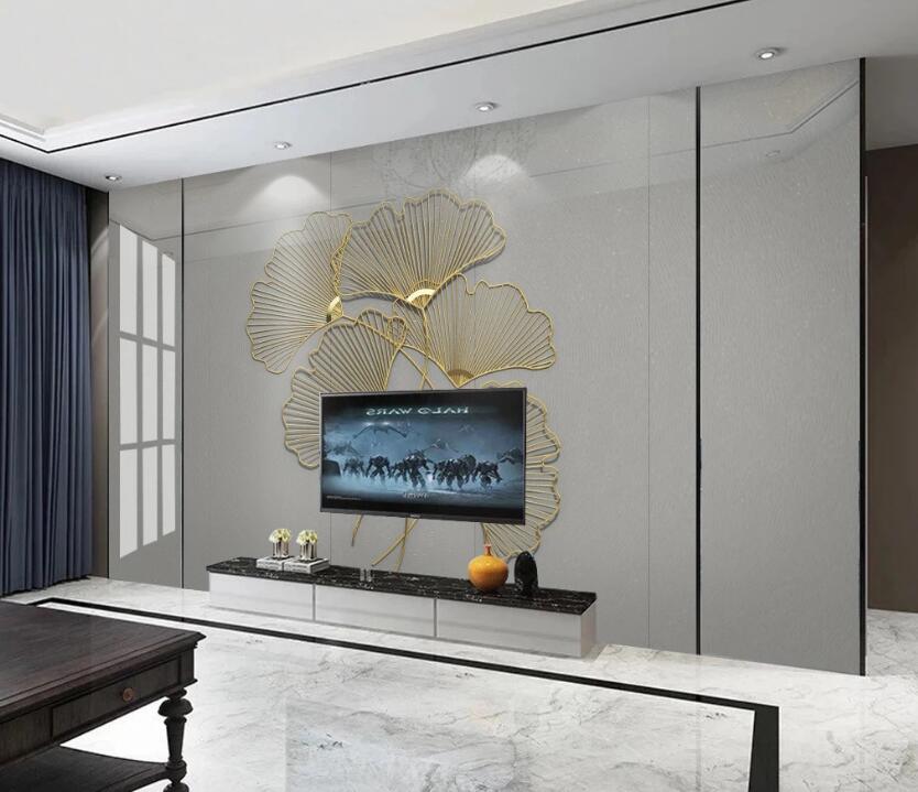 3D Gold Thread Fan 210 Wall Murals