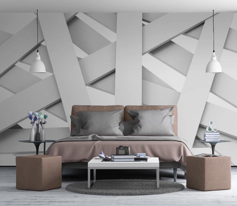 3D White Rectangle 196 Wall Murals