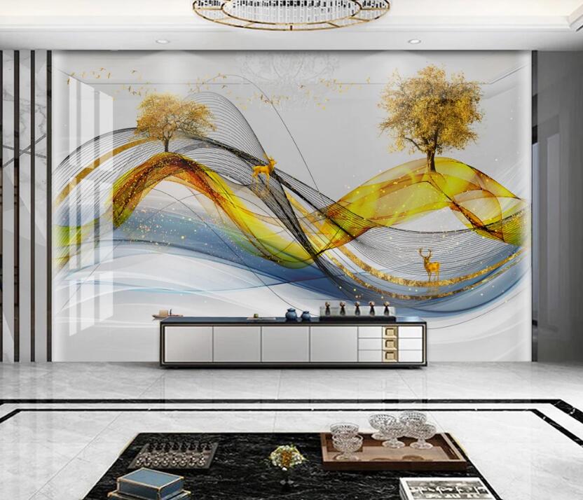 3D Two Ribbons 181 Wall Murals