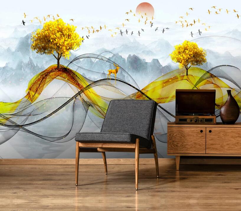 3D Ribbon Trees 158 Wall Murals