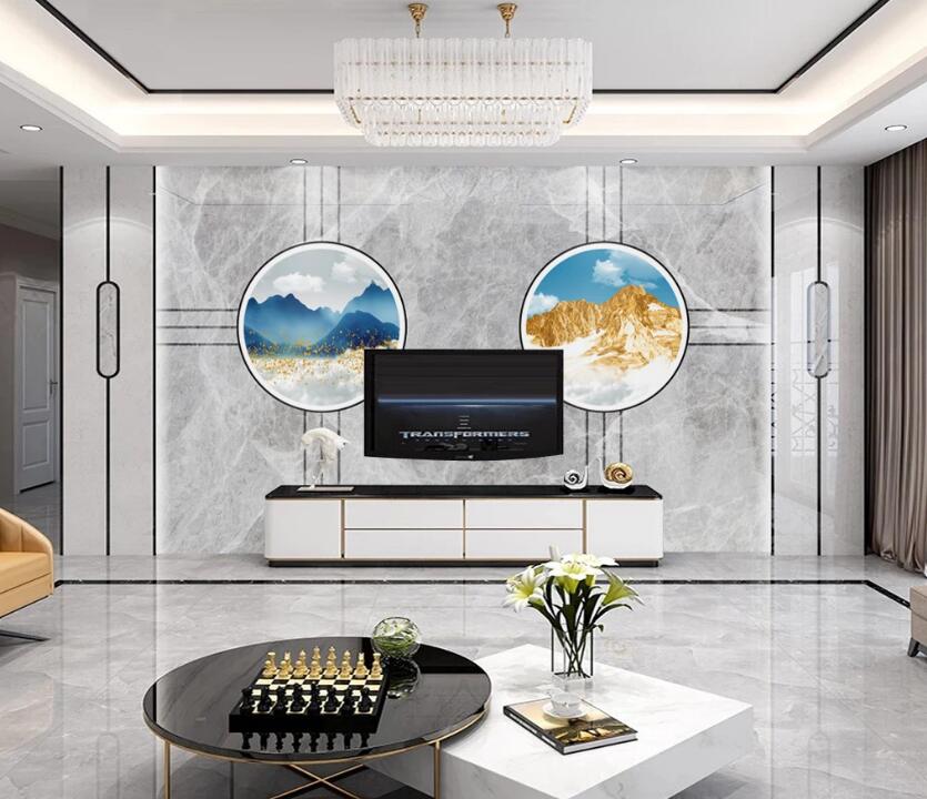 3D Round Fan Mountains 148 Wall Murals