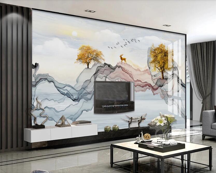 3D Alpine Deer 147 Wall Murals