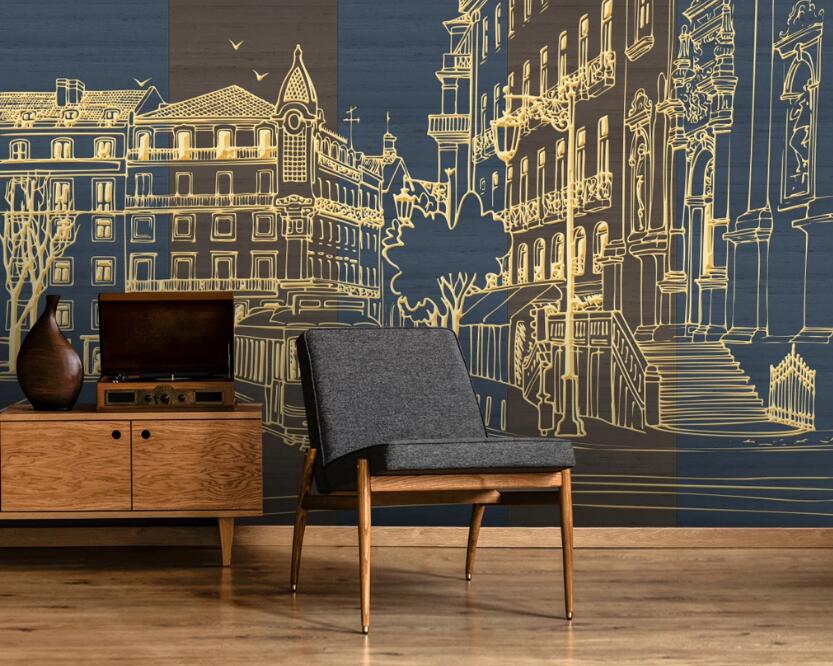 3D Outline The Building 135 Wall Murals