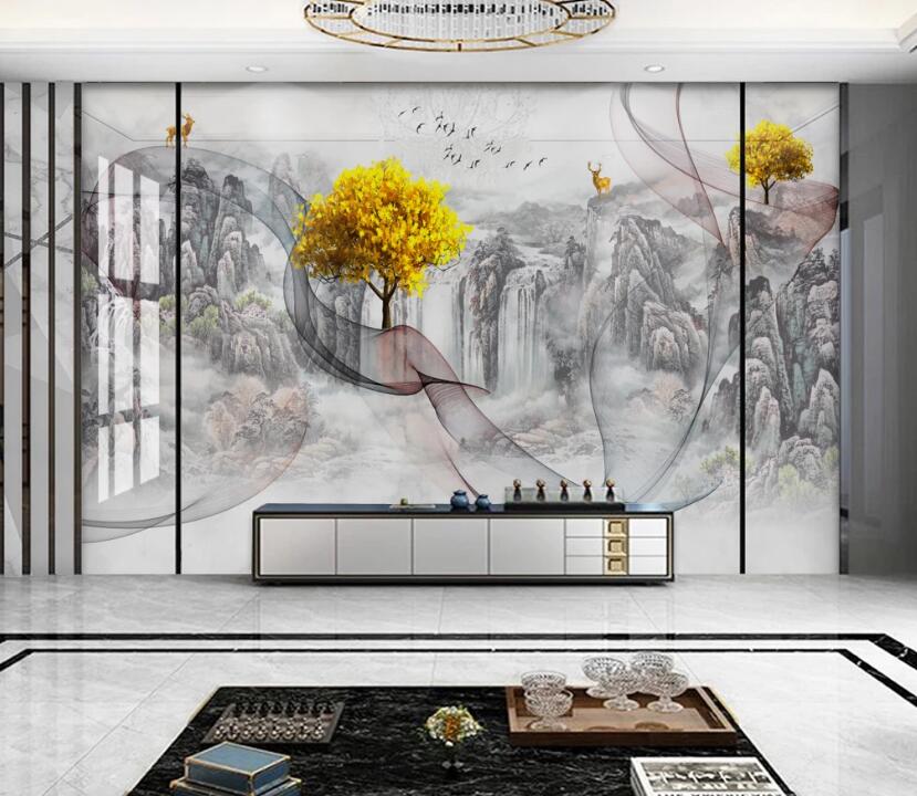 3D Alpine Trees 129 Wall Murals