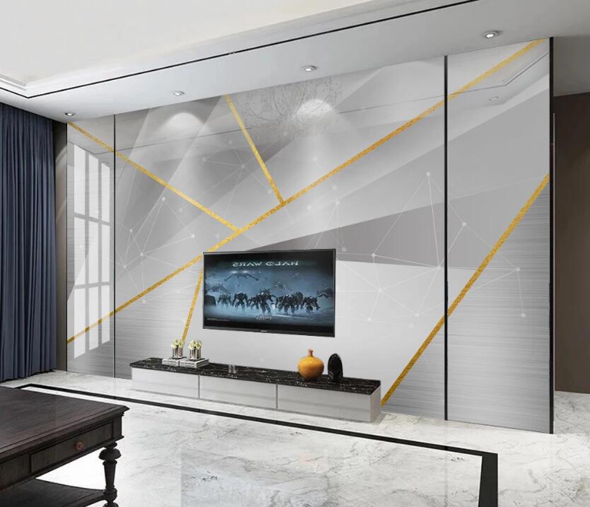 3D Gold Thread Staggered 111 Wall Murals