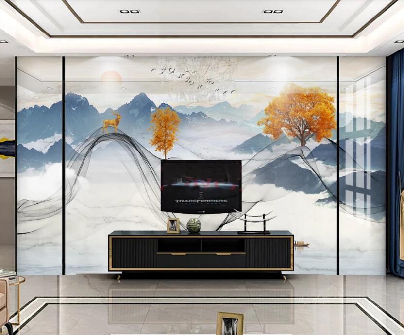 3D Blue Mountains 104 Wall Murals