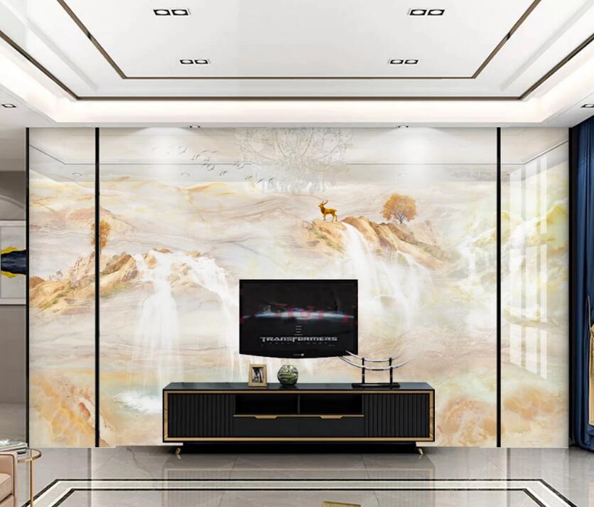 3D Yellow Mountains 103 Wall Murals