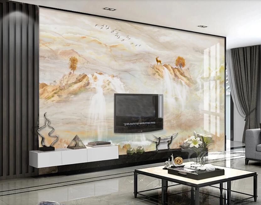 3D Yellow Mountains 103 Wall Murals