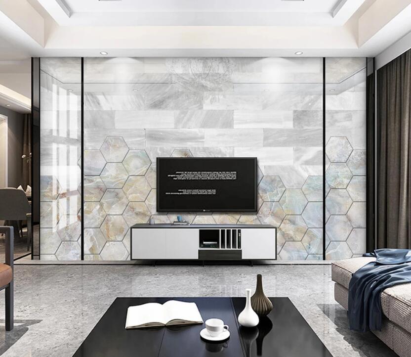 3D Light Hexagon 100 Wall Murals