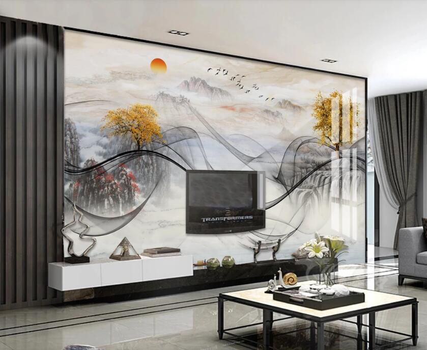 3D Beautiful Mountain View 098 Wall Murals