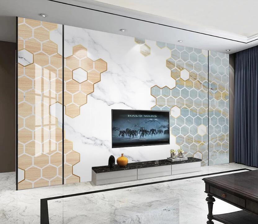 3D Hexagonal Arrangement 085 Wall Murals