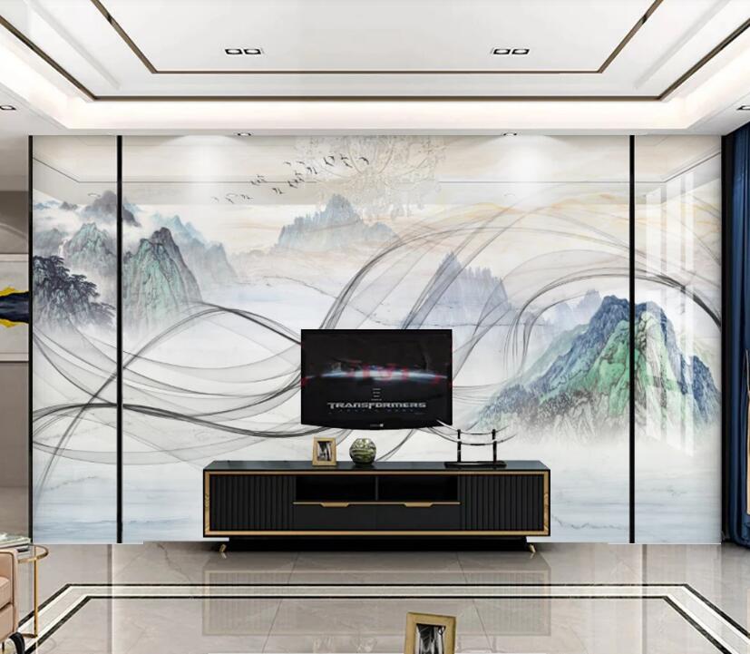 3D Mountain Silk Satin 079 Wall Murals