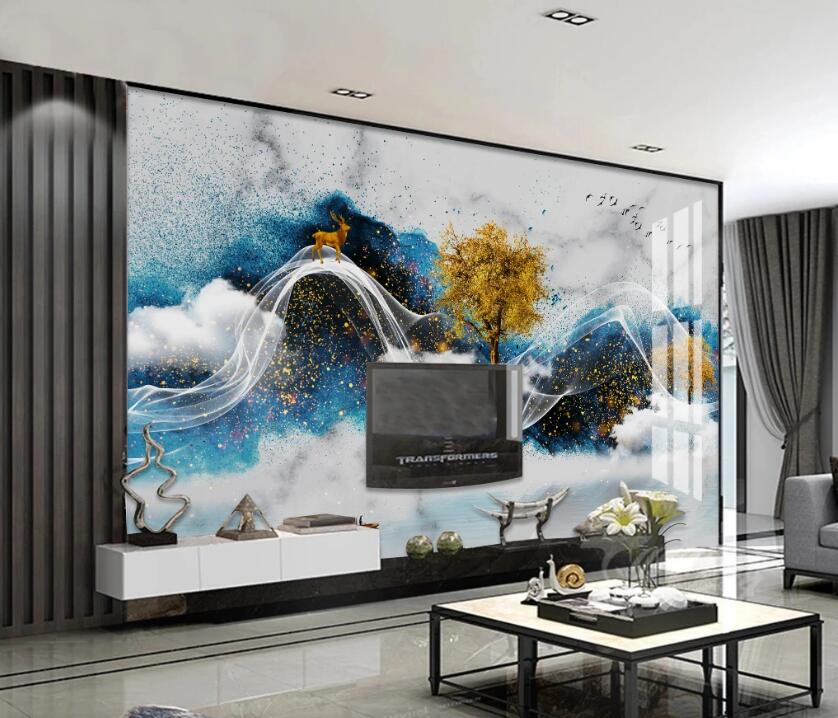 3D Starlight Mountain View 077 Wall Murals