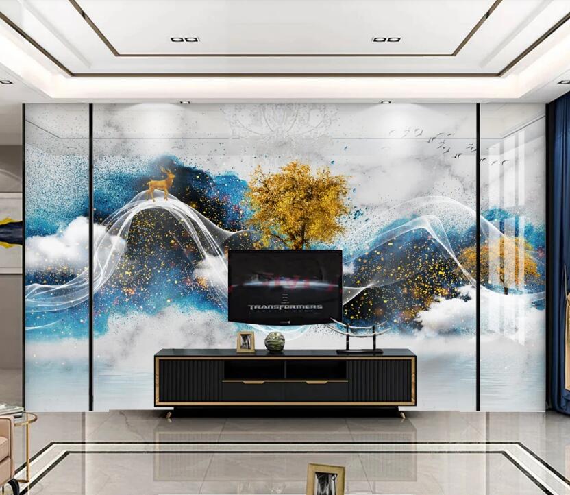 3D Starlight Mountain View 077 Wall Murals