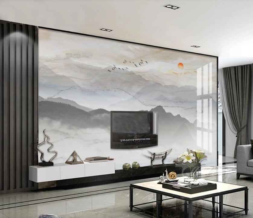 3D Misty Mountains 071 Wall Murals