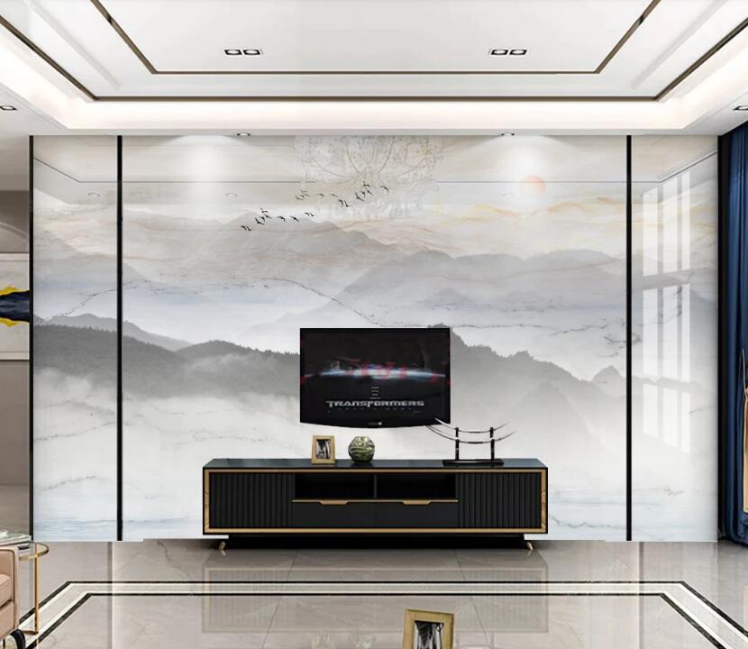 3D Misty Mountains 071 Wall Murals