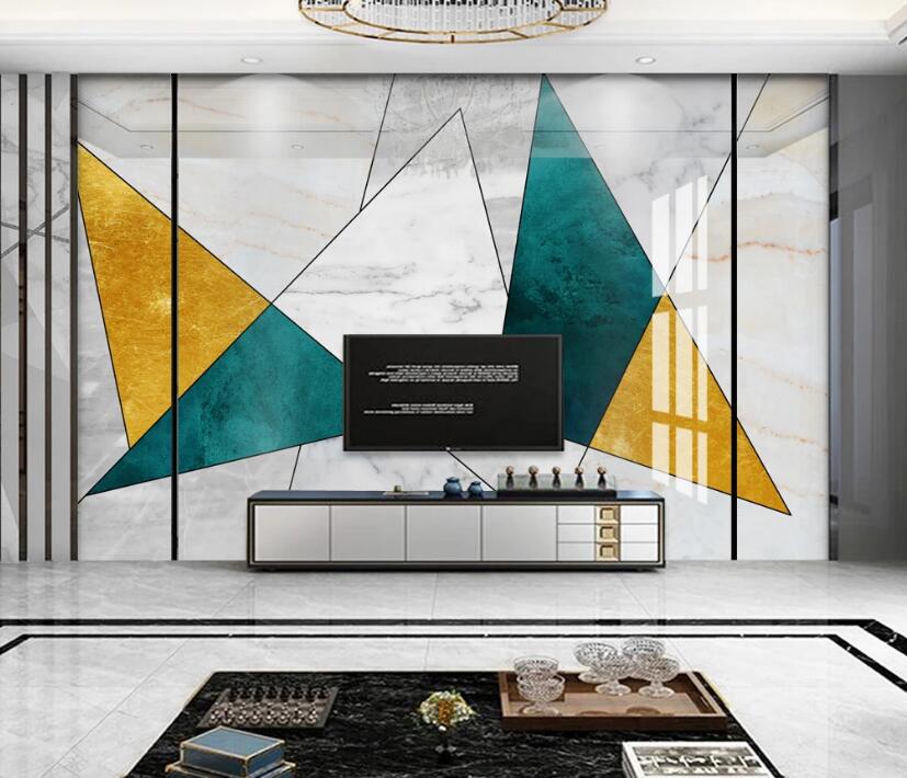 3D Two-color Triangle Block 069 Wall Murals