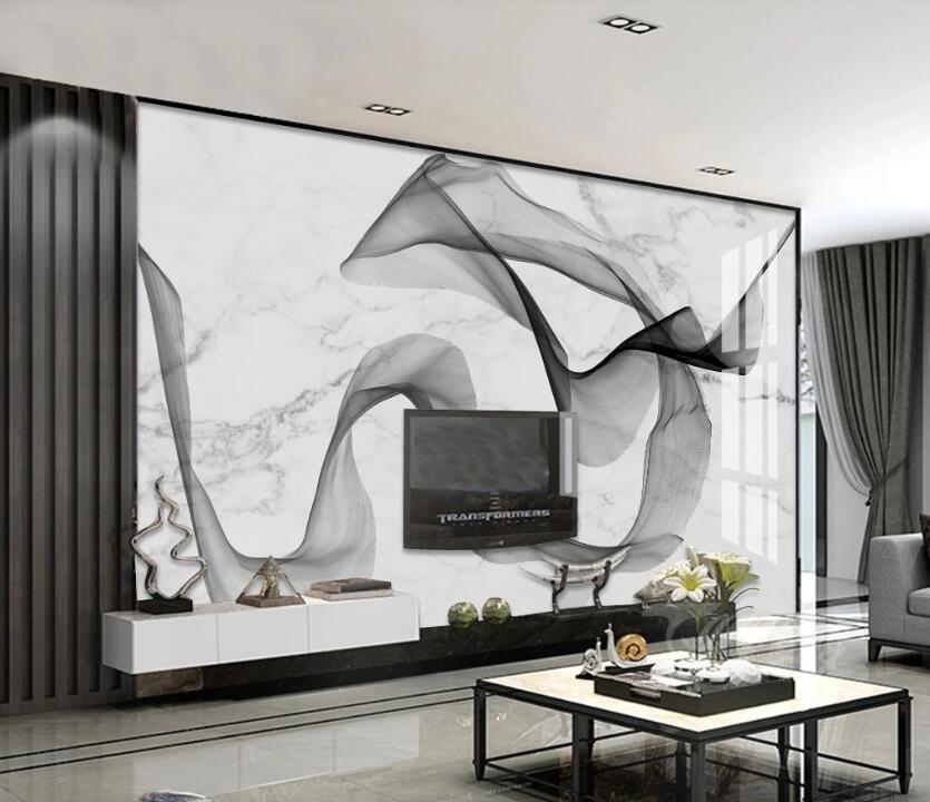 3D Black Ink Satin 066 Wall Murals