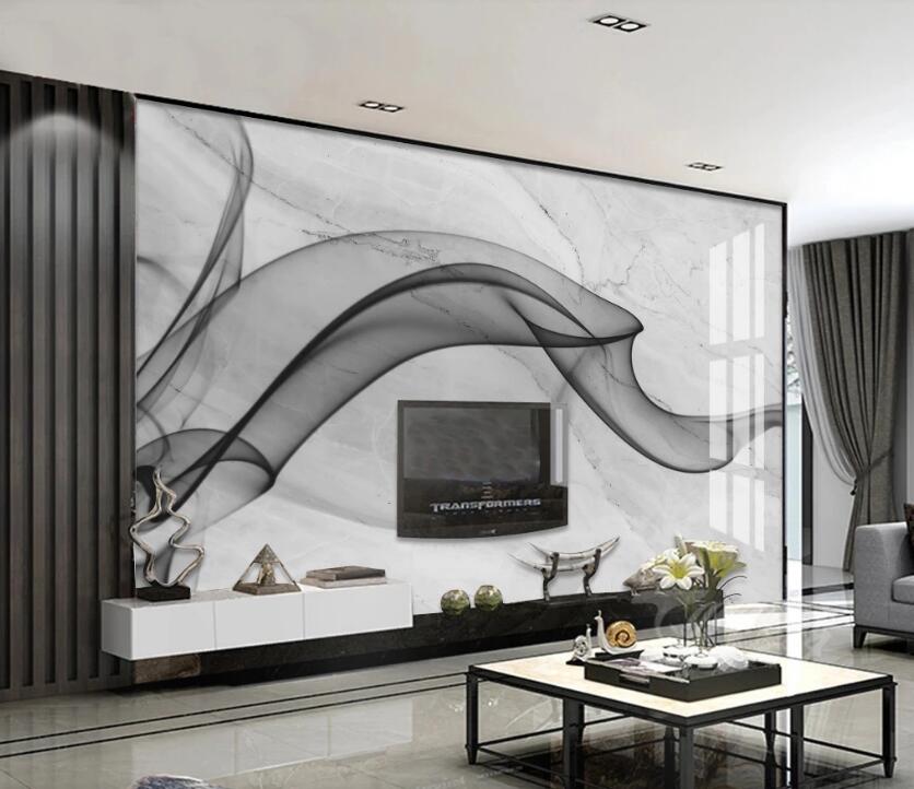 3D Black Ink Silk 065 Wall Murals
