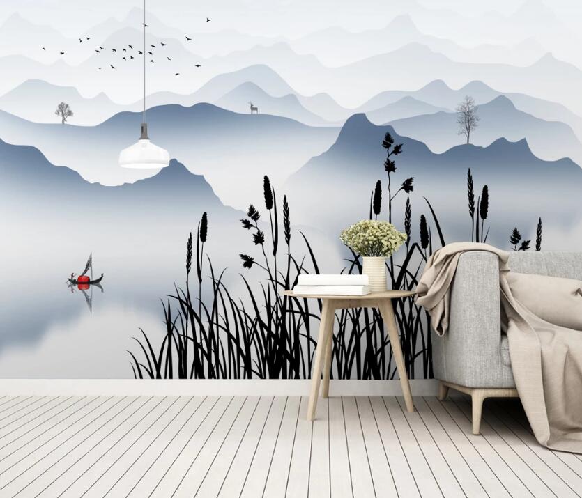 3D Blue Rolling Mountains 838 Wall Murals