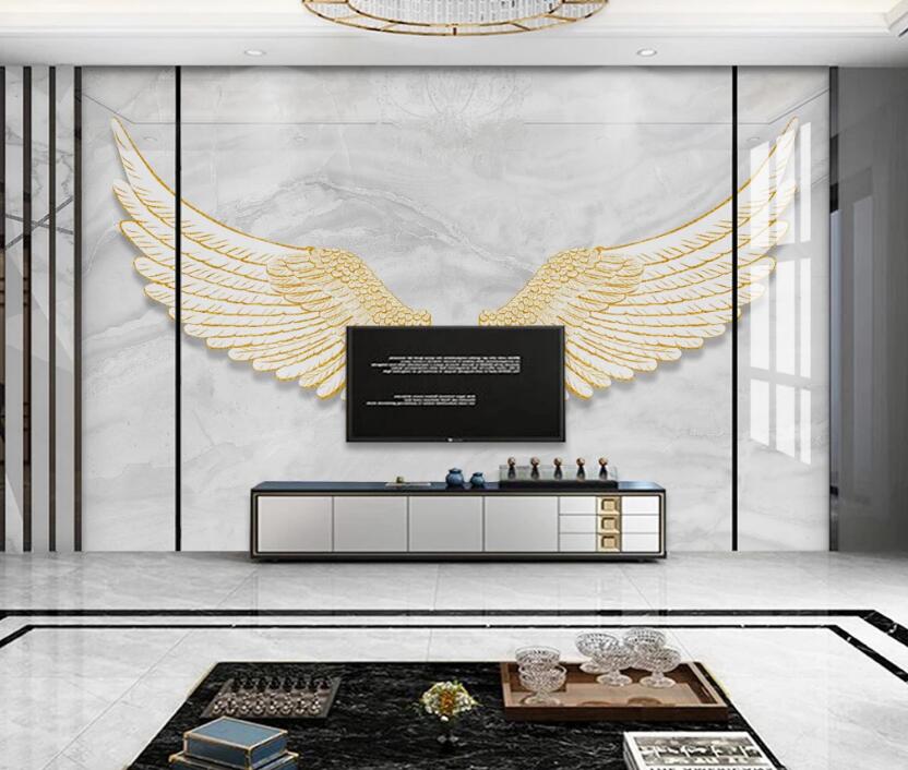 3D Golden Feather 800 Wall Murals