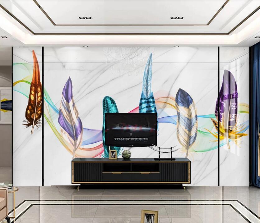 3D Six Feathers 799 Wall Murals