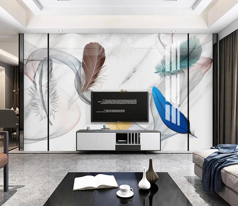 3D Four Feathers 798 Wall Murals