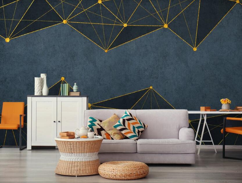 3D Dark Gold Dot Connection 793 Wall Murals