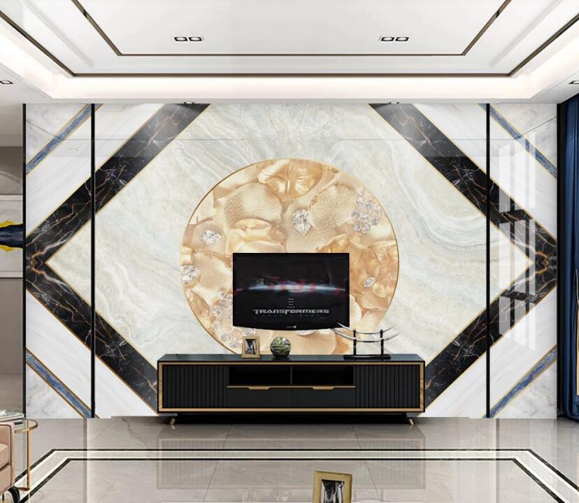 3D Golden Round Diamond 792 Wall Murals