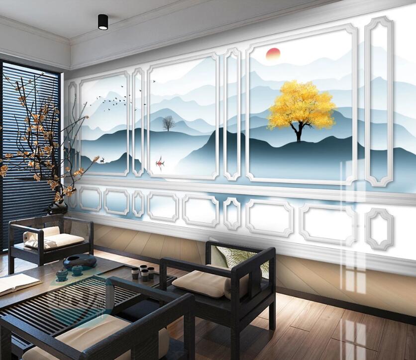 3D Pale Blue Mountains 776 Wall Murals