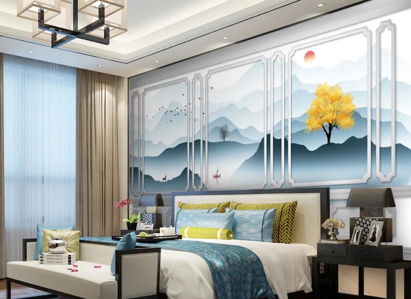 3D Pale Blue Mountains 776 Wall Murals