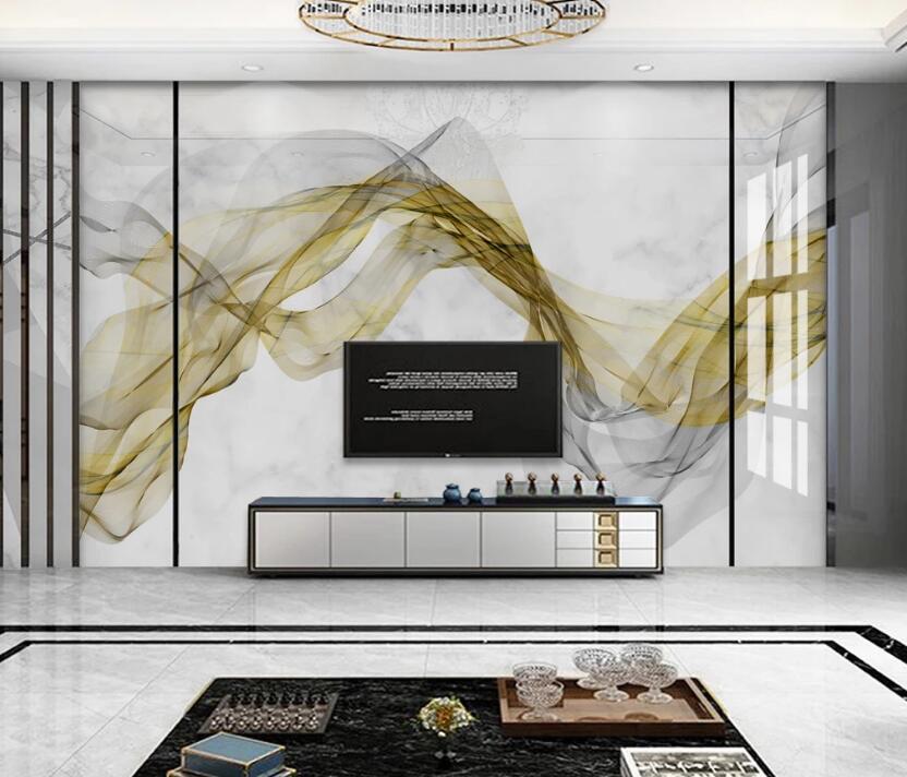 3D Yellow Black Ribbon 774 Wall Murals