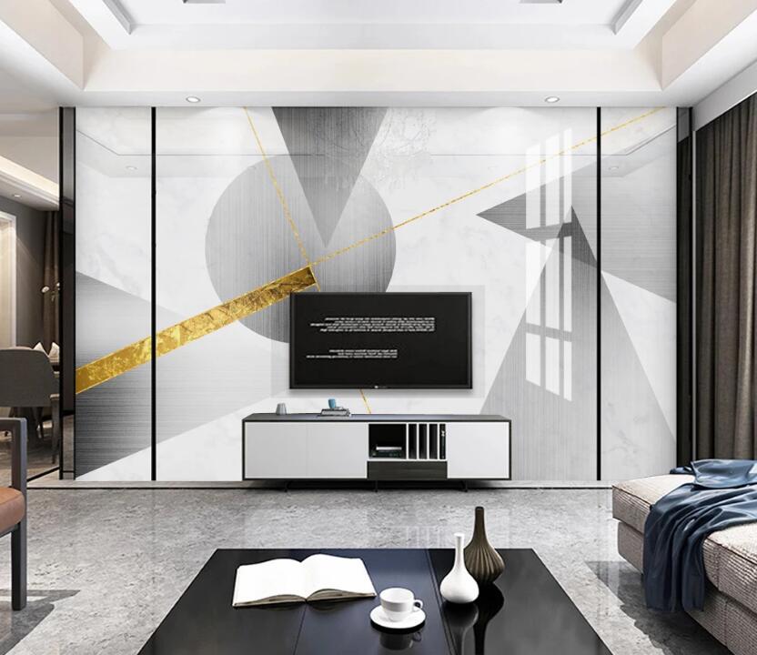 3D Gray Round Triangle 769 Wall Murals