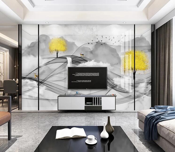 3D Ink Ribbon Trees 454 Wall Murals