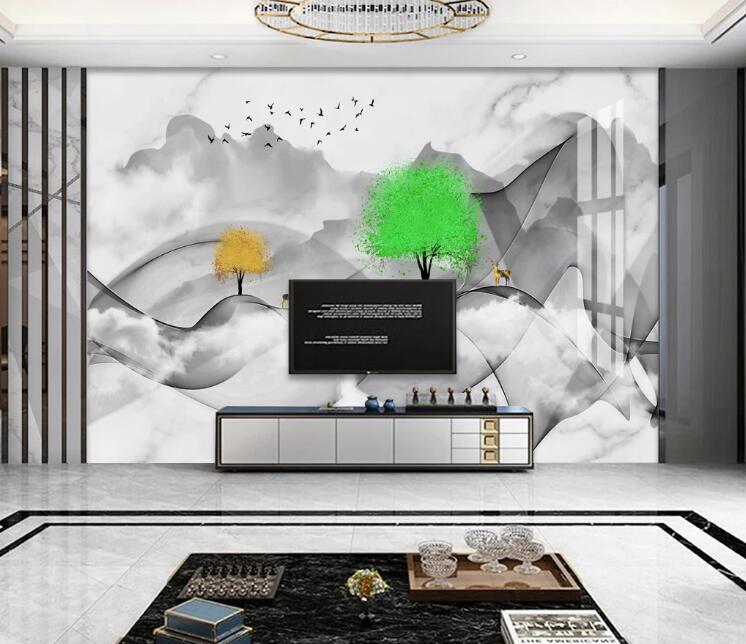 3D Green Trees 453 Wall Murals