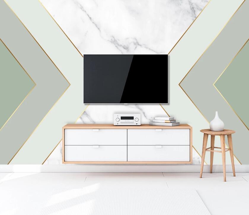 3D Green Triangle Stitching 757 Wall Murals