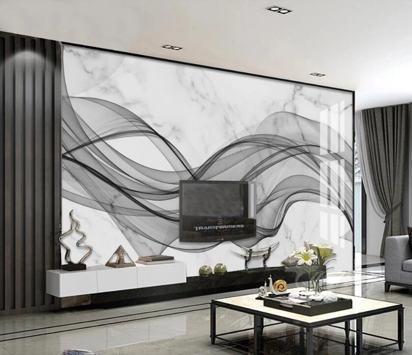 3D Black Flowing Ribbon 754 Wall Murals