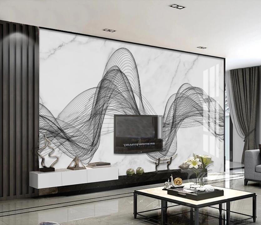 3D Black Curved Ribbon 752 Wall Murals
