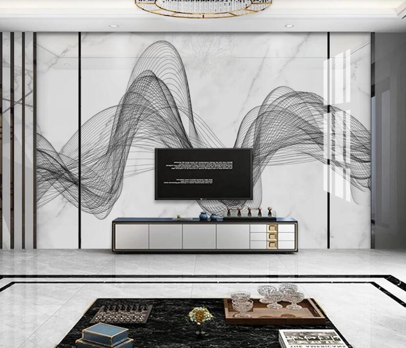 3D Black Curved Ribbon 752 Wall Murals