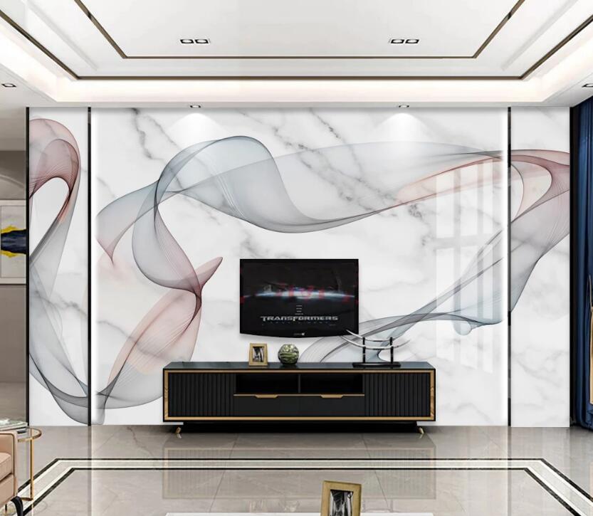 3D Three-color Flowing Ribbon 747 Wall Murals