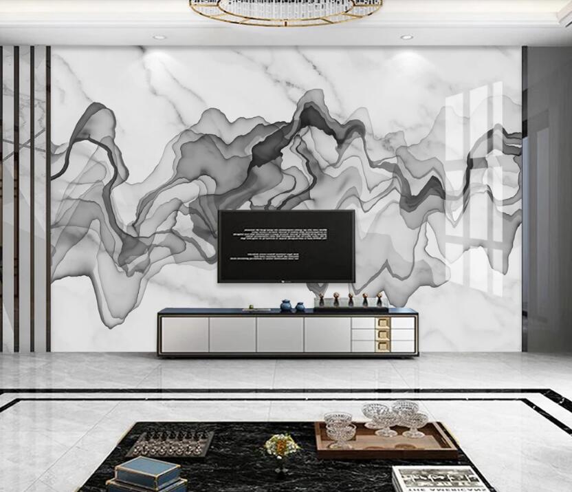 3D Wavy Ink Ribbon 745 Wall Murals